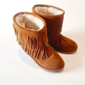 Girls' Tan Suede Fringe Booties Gently Used Condition